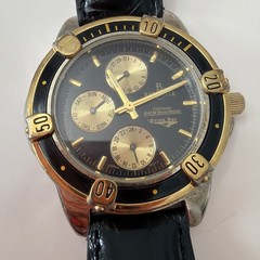 Berenger Brass Case Wristwatch Black Italy Leather Band-Gold /Black Face- “read”