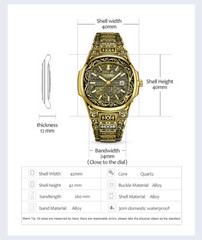 ONOLA Men Quartz Watch Luxury Retro Golden Stainless Steel Watches Reloj Hombre