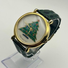 Christmas Tree Dial Gold Case Green Leather Swiss Parts Mov’t Watch