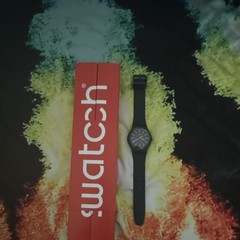 Swatch Analog Quartz Black Plastic Case & Strap Wristwatch w/ Original Box