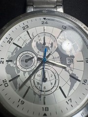 SEIKO ALBA Worldmap Chronograph Watch Silver Metal From Japan