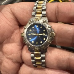Working Fossil Date 28mm Blue Dial Two Tone Women Watch Quartz New Battery