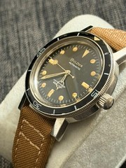 Bulova Snorkel 666 Ft Devil Diver Very Rare Bakelite Bezel Pumpkin Patina