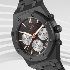 Kenneth Scott Men’s Multi Function Watch | Black Dial, 42mm, 30 m (3 ATM)