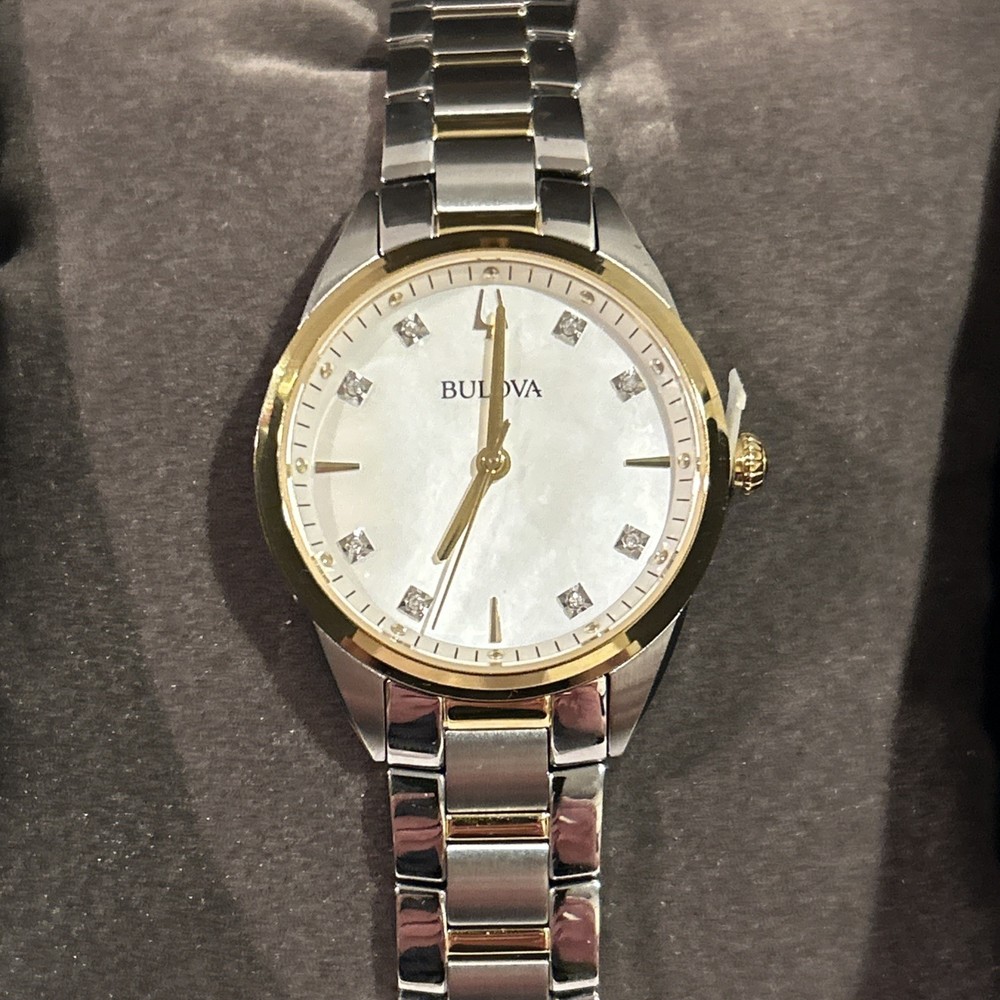 Bulova Women’s Quartz Diamond Accents Gold and Silver Watch 32mm 98P184