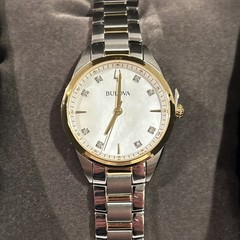 Bulova Women’s Quartz Diamond Accents Gold and Silver Watch 32mm 98P184