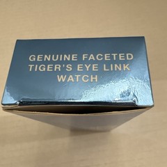 NIB Vintage Avon Tiger’s Eye Cabochon Link Watch Mother of Pearl Face Box