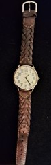Timex INDIGLO Quartz 30mm Silver-Tone White Arabic Dial Brown Leather Strap