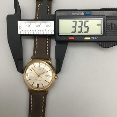 Vintage Timex Viscount Self-Wind Men Watch 34mm Gold Tone Leather Date Automatic