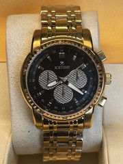 BRAND NEW IceTime 40mm Men’s Yellow Gold Steel 0.10ct Diamonds Black Dial 03184