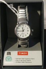 Timex Easy Reader Women Watch Silver Expansion Band Indiglo Date Waterresist New