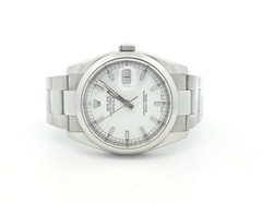Rolex Oyster Perpetual Datejust 116200 White Dial SS 18K WG Bezel Watch 36mm