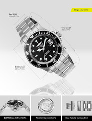 Men’S Pro Diver Quartz Watch with Stainless Steel Strap