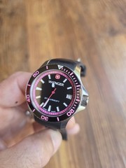 Wenger Seaforce 0621.10 Swiss Diver Watch Sapphire Crystal Pink Black New Batt.