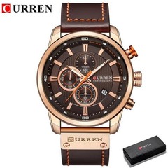 45MM CURREN Quartz Men’s Watch Luxury 30M Waterproof Leather Luminous Gift NEW