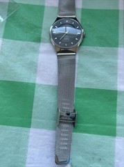 Libas Silver Tone Slim Adjustable Band Quartz Watch