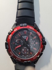 Casio Men MTD-1069 Multifunction Red Black Dial Rubber 44mm Quartz Watch 8 1/4″
