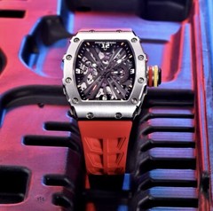 PAGANI DESIGN 2024 Men’s Quartz Watches Skeleton Stainless Steel Sports Red