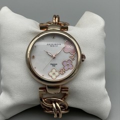 Akribos XXIV Womens Watch 40mm Floral MOP Dial Rose Gold Tone New Battery 8.25″