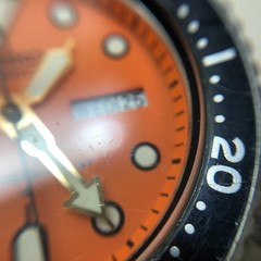 [w2214] SEIKO 7548-700C 150m DIVER Quartz New battery Orange dial EX/VG