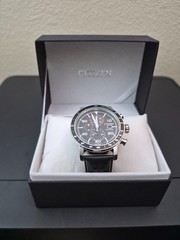 CITIZEN CA0649-14E Brysen Men’s Eco-Drive Black Leather Strap Watch-NEW