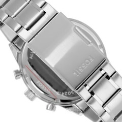 FOSSIL Flynn Mens Chronograph Watch Large Black Dial Silver Stainless Steel Band