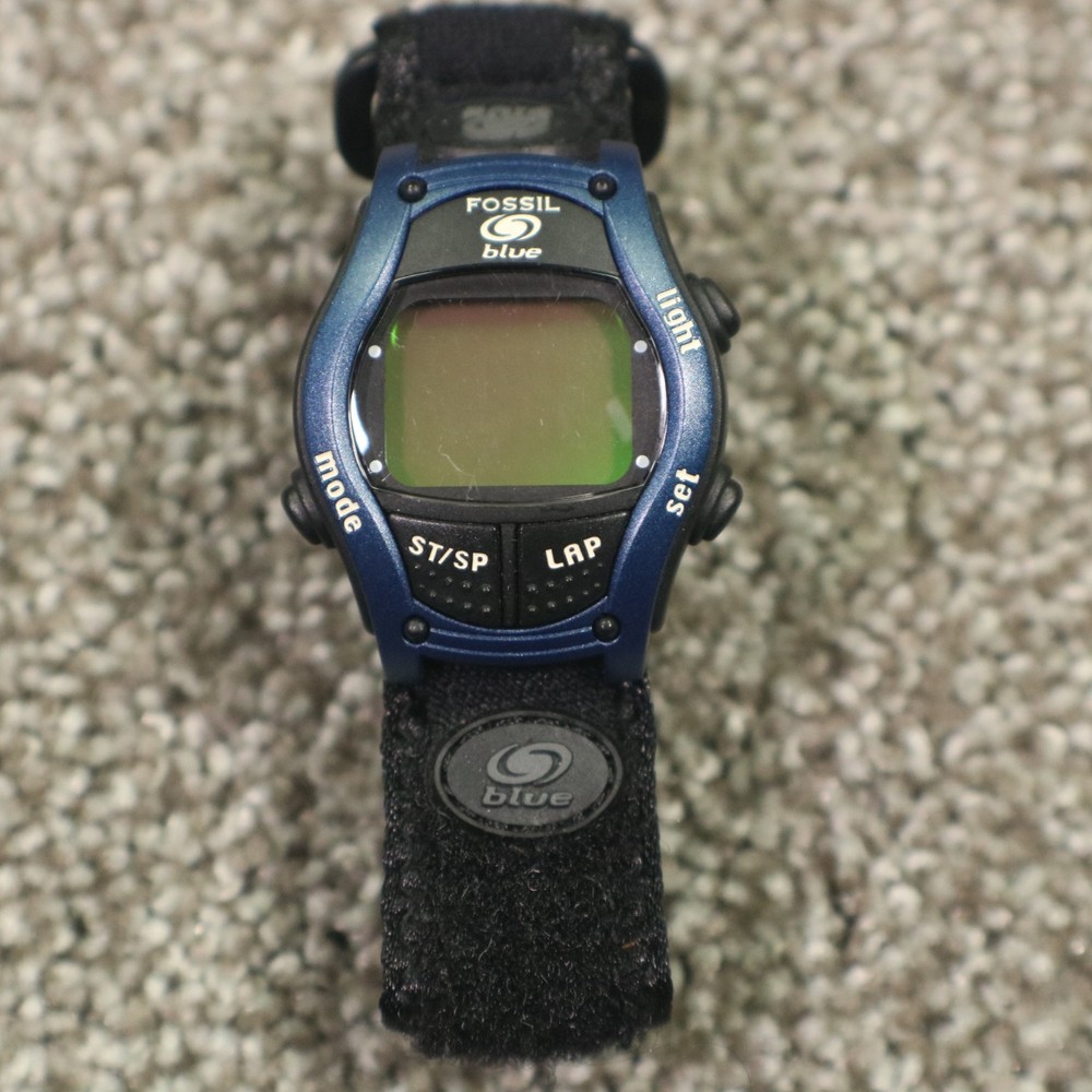 Fossil Blue Digital Watch PR-5155 Women / Youth Adjustable Wrist Band Vintage