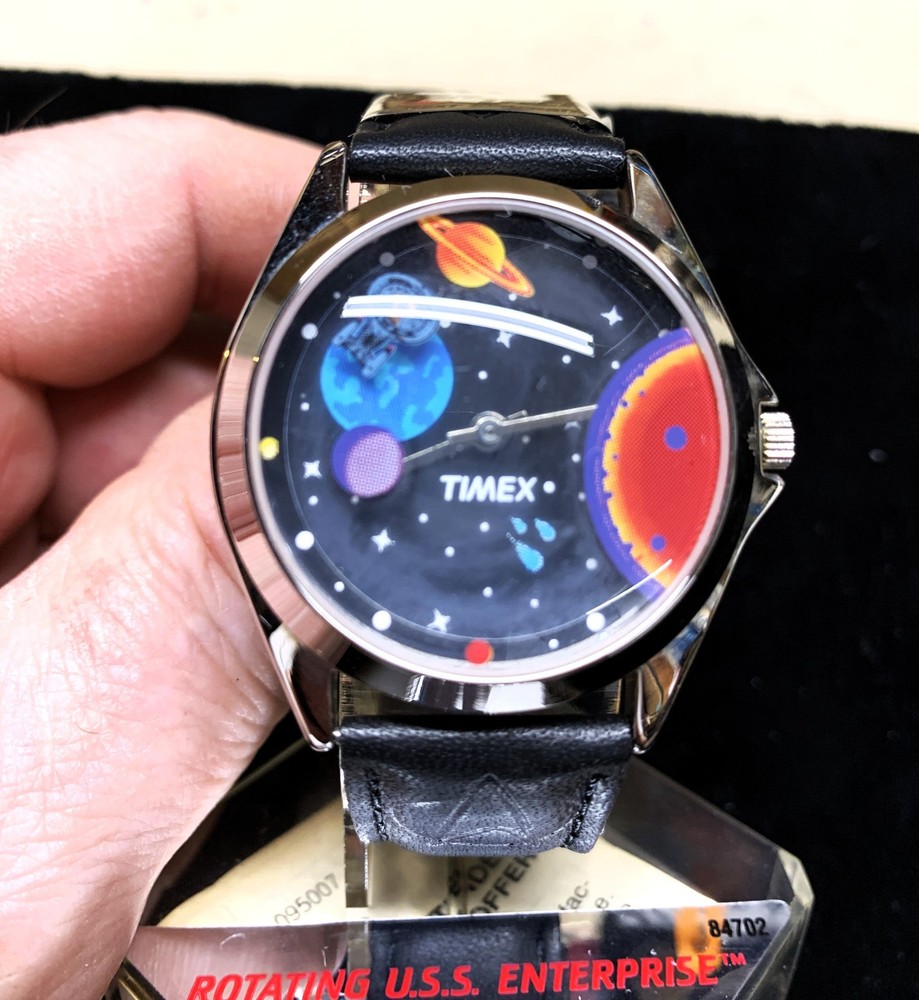 Vintage Men’s Timex Star Trek Rotating USS Enterprise Watch New With Tags + Box