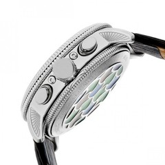 Heritor Automatic Aura Men’s Semi-Skeleton Black Leather Silver Watch HR3501