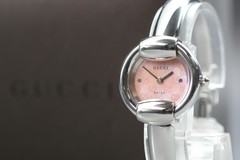 [Near MINT w/Box] GUCCI 1400L Silver Pink GG Dial Quartz Women’s Vintage Watch