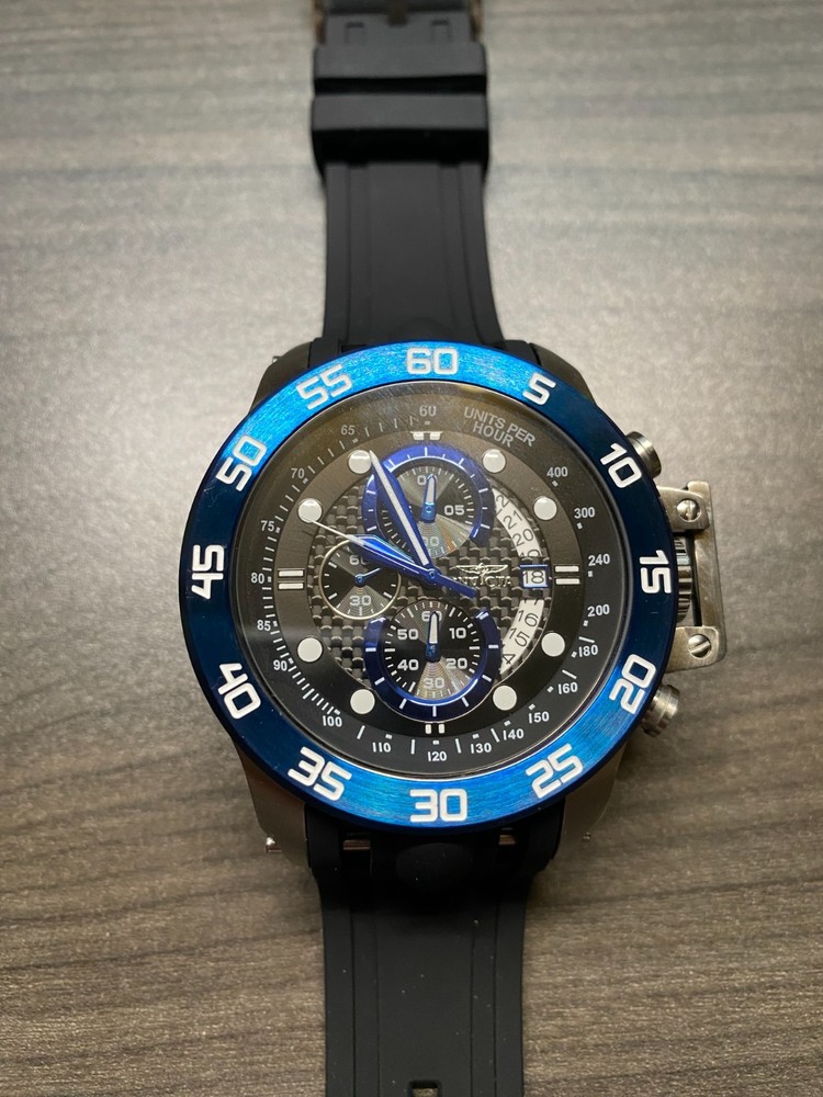 Invicta I-Force 19252 Quartz Chronograph Blue Bezel 51mm Watch (Dead Battery)