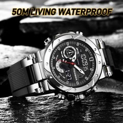 Men Large Dial Digital LED Quartz Date Sport Watch Waterproof Wristwatch Gift