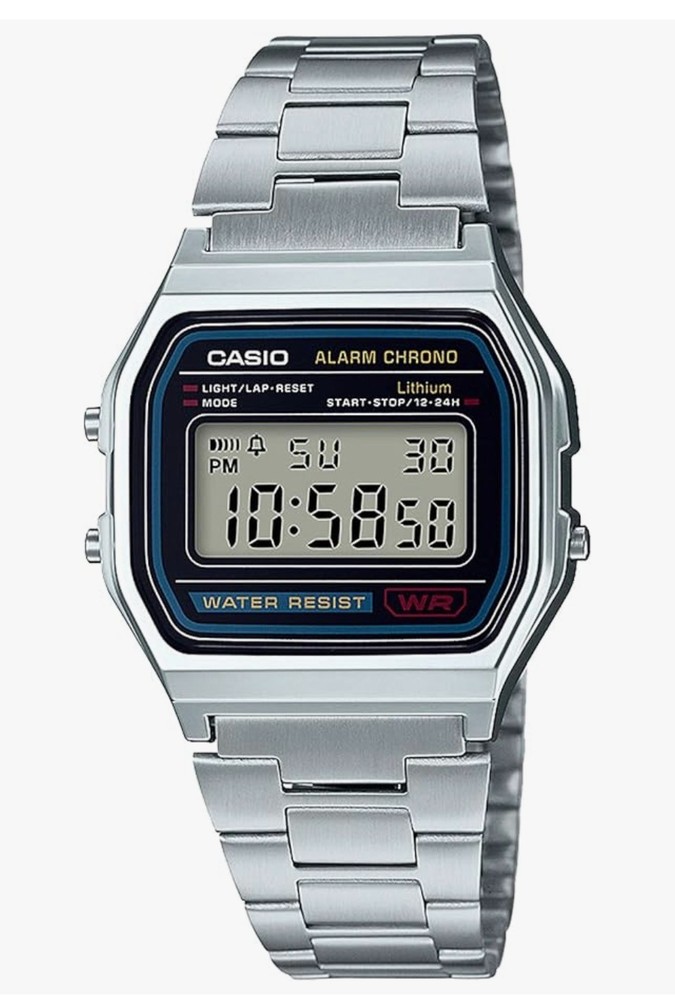 Casio A158WA-1JH Classic Digital Watch Silver Stainless Steel Alarm Japan