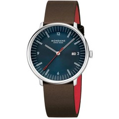 Mondaine Doppio Quartz Men’s Watch MLE.41240.LGV Blue Dial Leather Strap 50M
