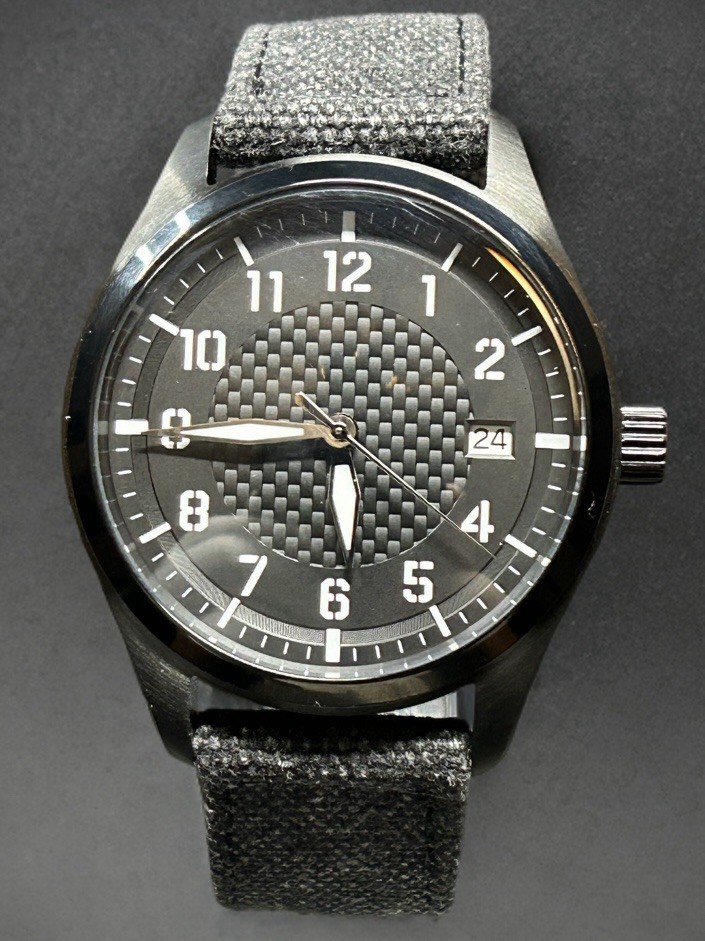 Sevin Pilot’s Black Waffle & Black PVD Case Automatic Watch