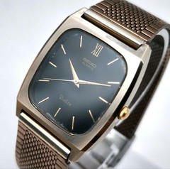 Vintage 1982 Seiko Dolce 5931-5341 Gold Black Qz Mens Midsize Watch