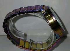 ​Pandora Quartz Wristwatch Womens Iridescent Rainbow Finish Textured Gold Tone