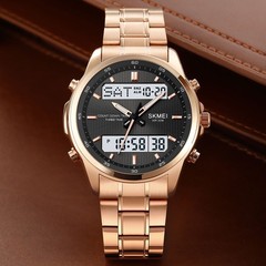 SKMEI Dual Analogue Digital Watch Stainless Steel Date CHRONO Sport Men Watches