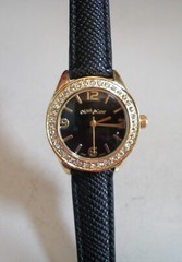 Women’s Black, Red, Navy, Pink, Blush, Brown Leather Band Stone Fashion Watch