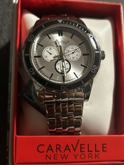 Caravelle by Bulova Men’s Fashion Watch False Chrono NEEDS BATTERY (included)