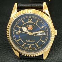 AUTOMATIC VINTAGE REFURBISHED SEIKO 5 6309A JAPAN MENS BLUE DIAL WATCH a443512-1
