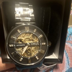 Invicta Men’s Automatic Self-Winding Skeleton Dial Watch, Black Case, Box