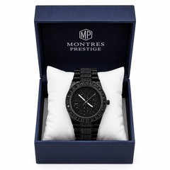 Montres Prestige MPW-0165 Black Crystal Men’s Quartz Watch, New in Box