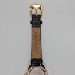 Vtg Reebok Sport Watch Silver/Gold-tone 100M Black Leather Band 28mm New Battery