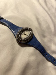 Ecclissi Watch 925 Sterling Silver 22940, Blue Leather Band, Large White Face