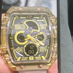 Activa Analog-Digital Quartz Date 44-47.9mm Tonneau Gold/Clear White Rubber