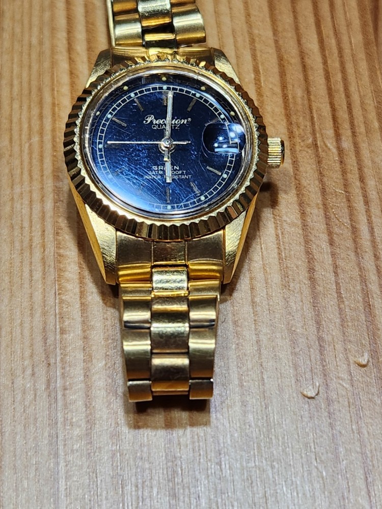Vintage Gruen Precision Watch Women 26mm Gold Tone Dial Date 30M New Battery