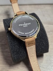 Peugeot 3053 Moon Phase Day/Date Multi-Dial Gold Tone Brown Leather 38mm