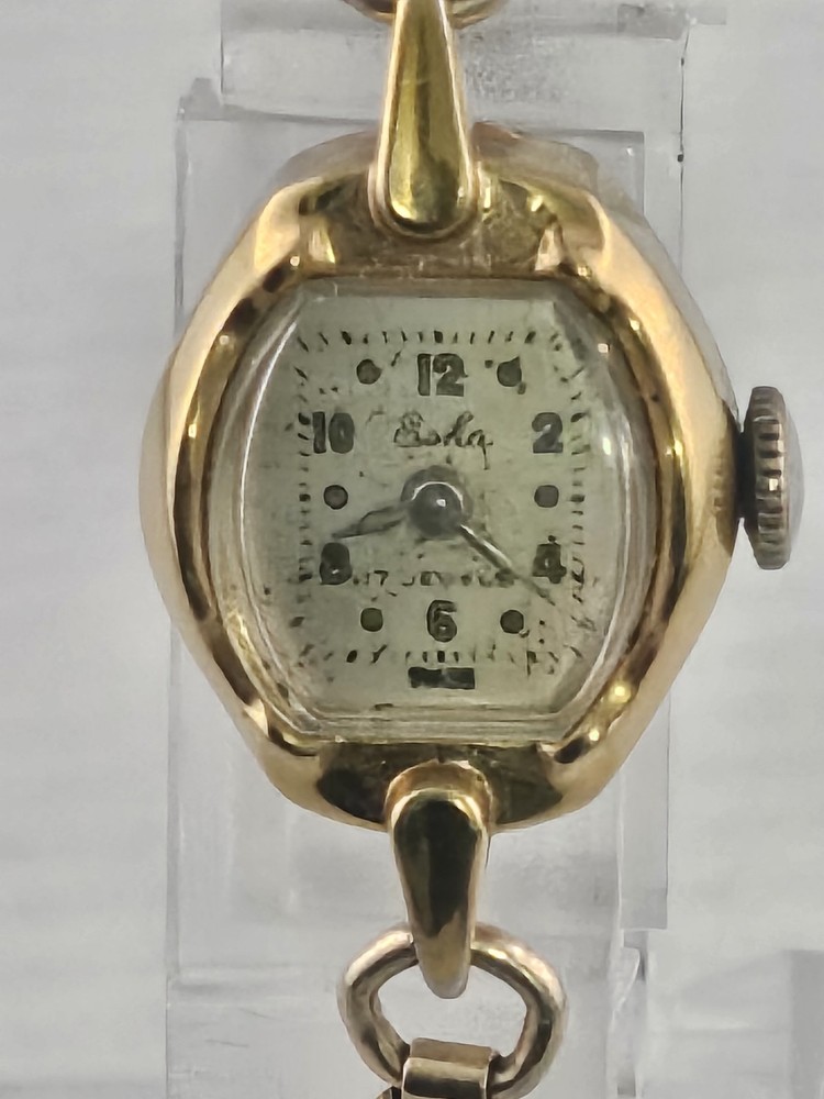 Antique ESKA Swiss Cocktail Watch 17 Jewels Expansion Band Runs