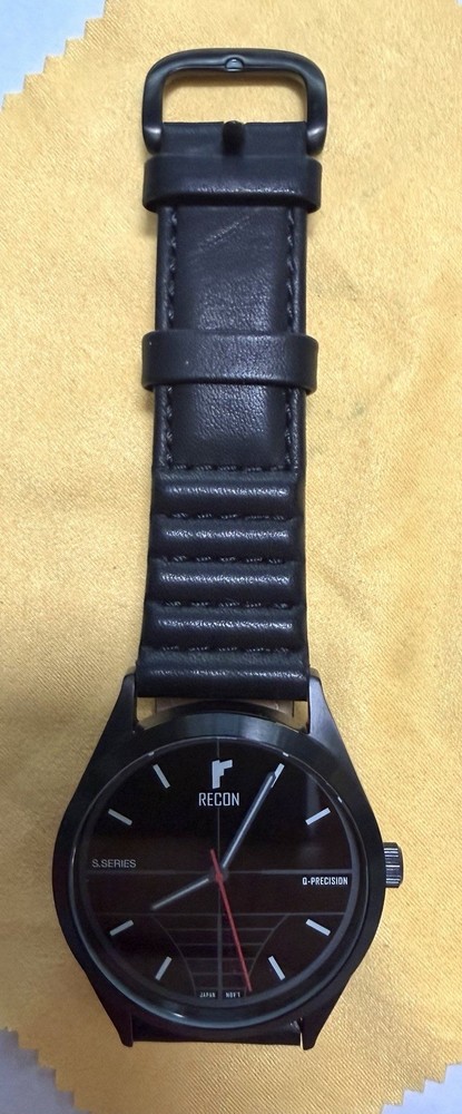 Recon S Series Tactical Field Watch Matte Black Dial Leather Strap – Micro Brand